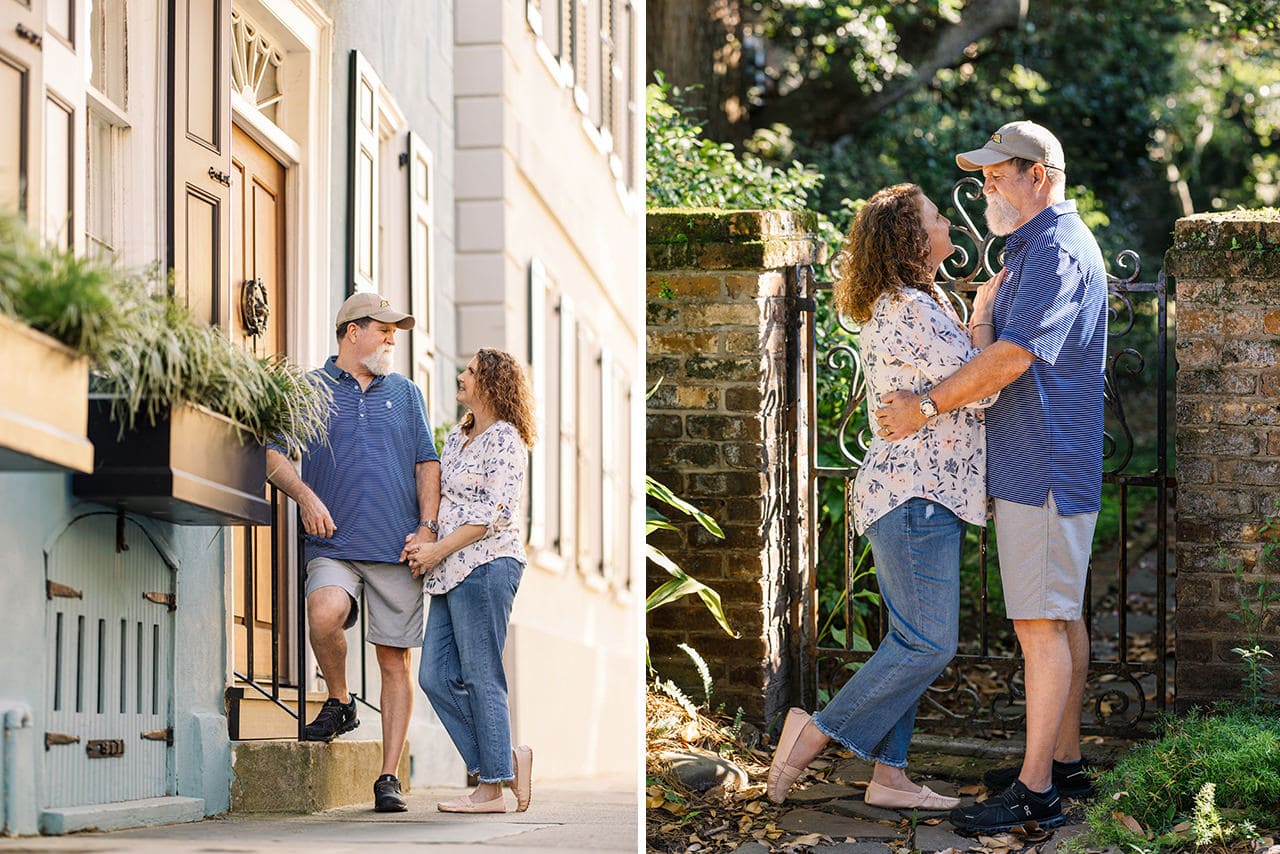 charleston anniversary photo session at Rainbow Row
