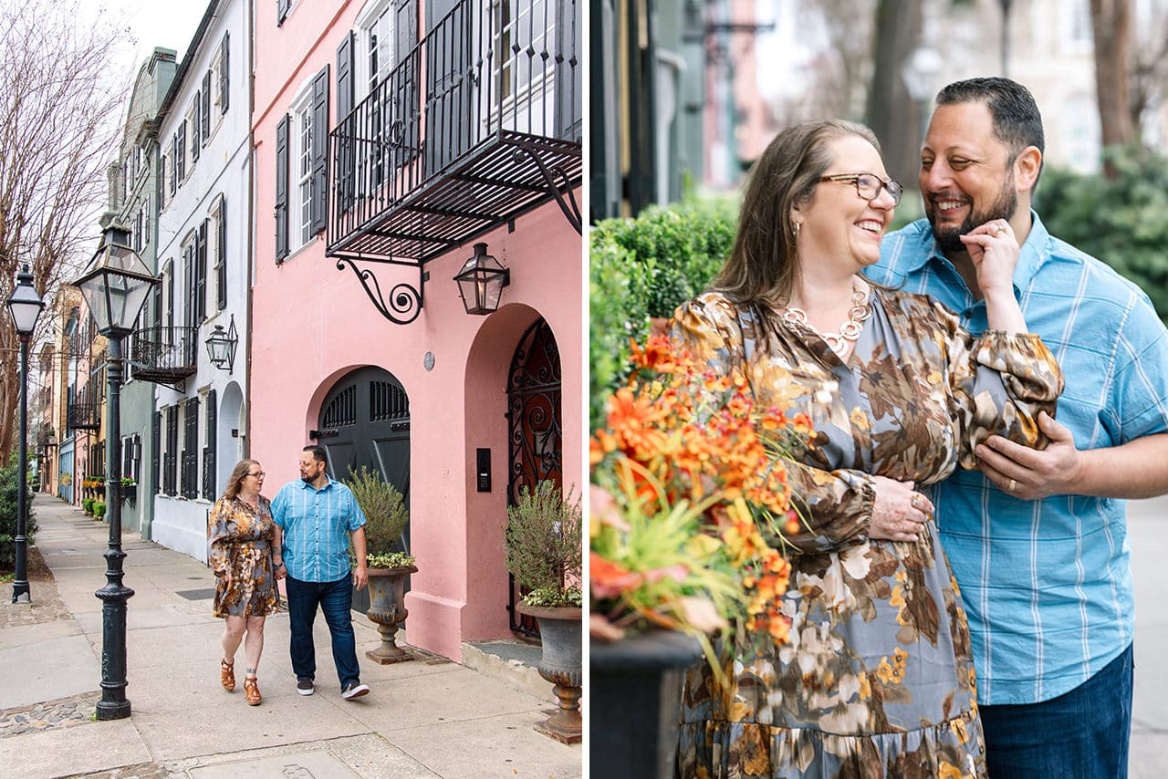 charleston anniversary photo session at Rainbow Row
