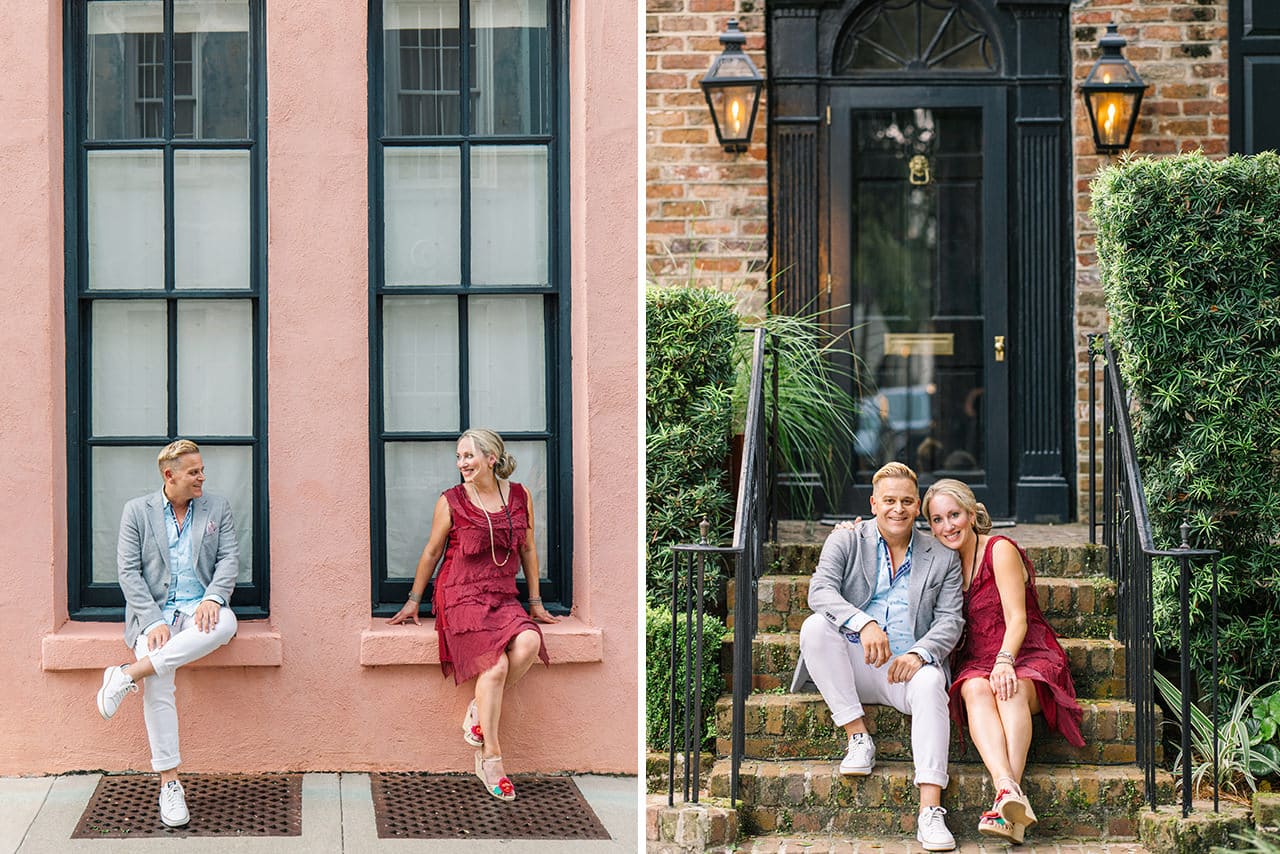 charleston anniversary photo session at Rainbow Row