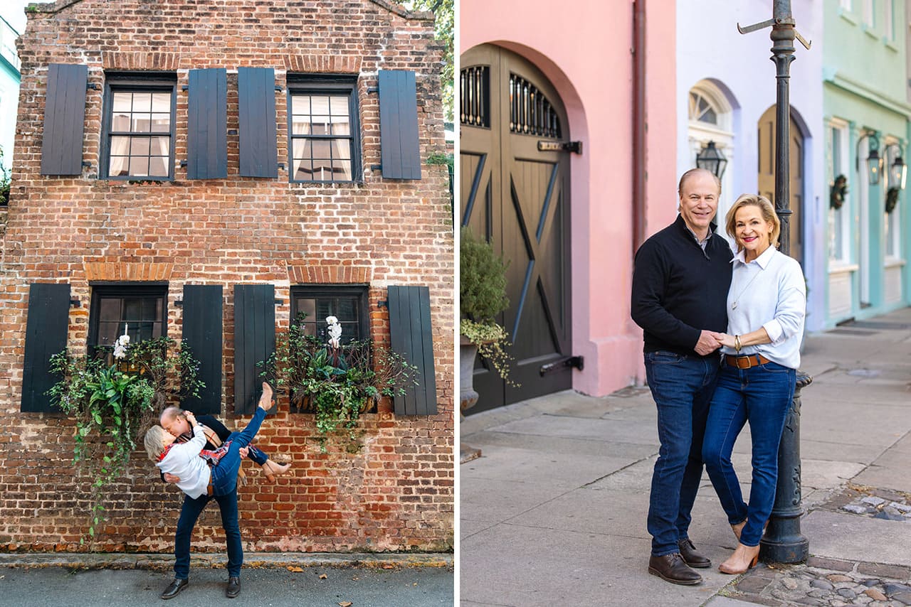 charleston anniversary photo session at Rainbow Row