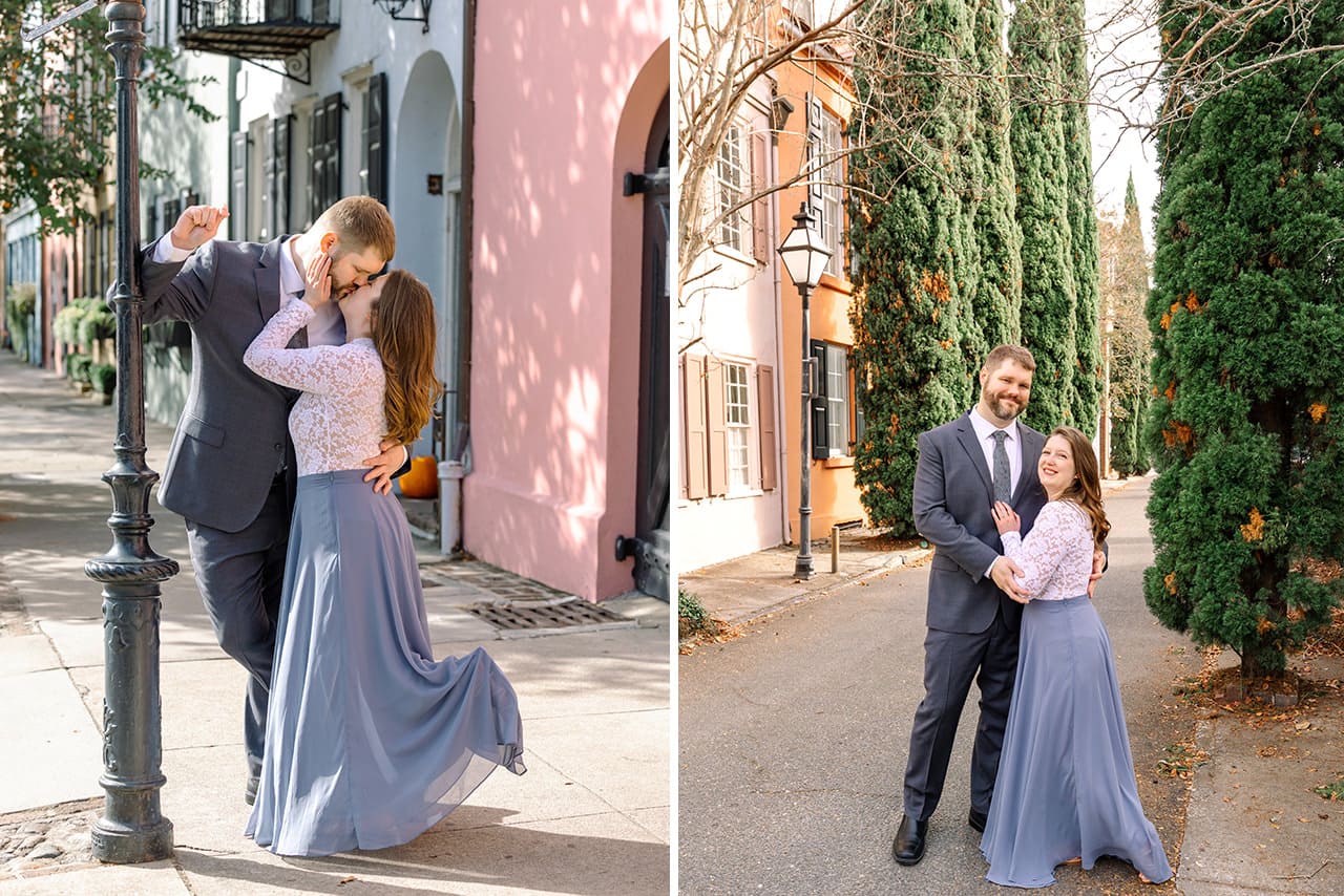 charleston anniversary photo session at Rainbow Row