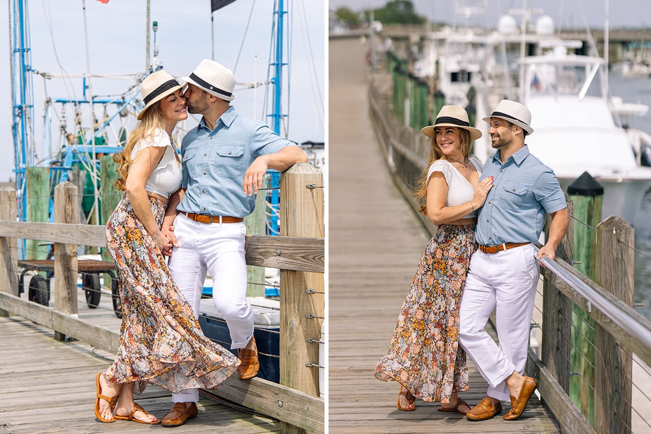 charleston anniversary photo session at Shem Creek