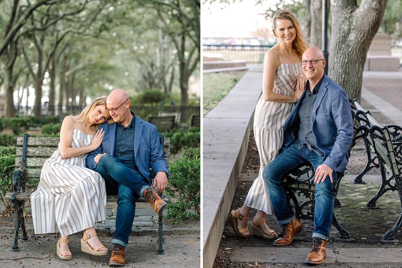 charleston anniversary photo session at Waterfront Park