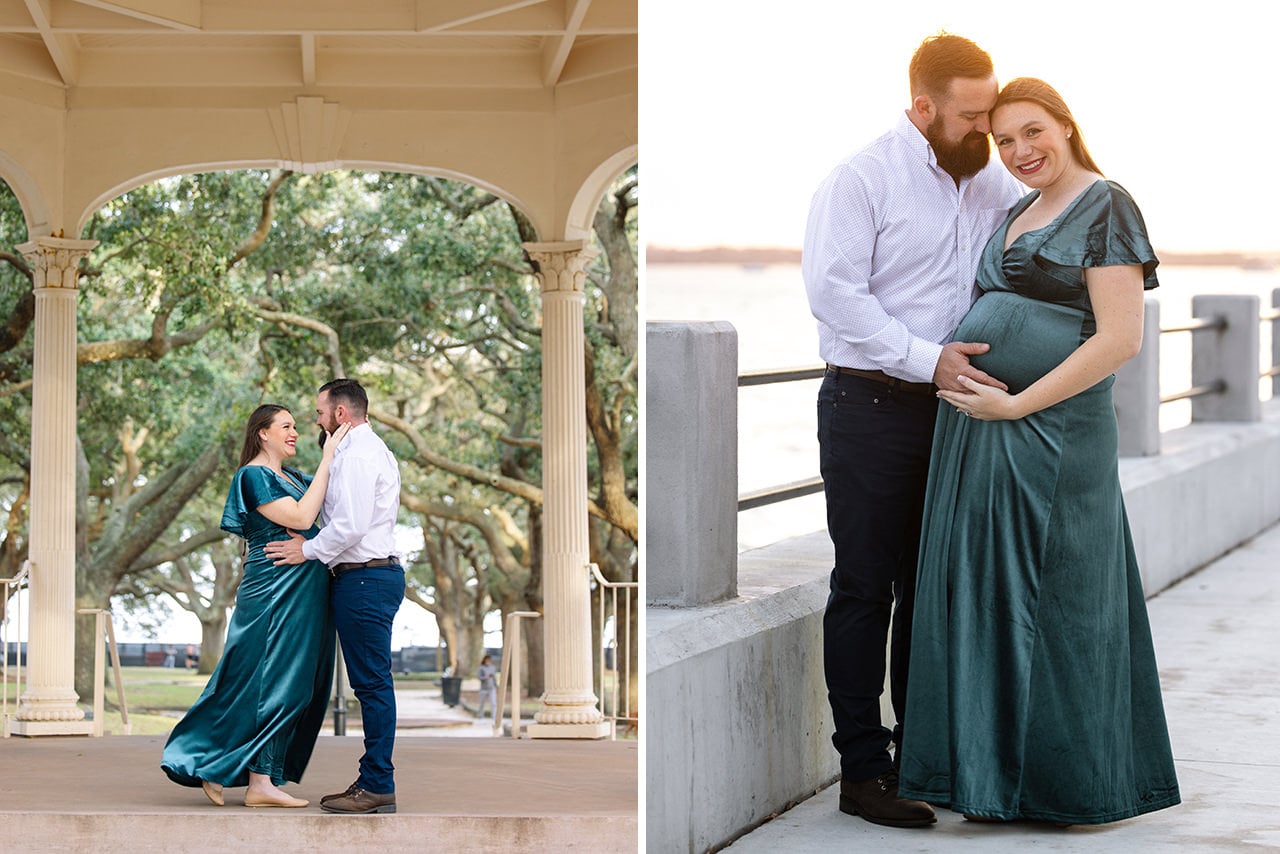 professional photographer maternity photo session at White Point Gardens