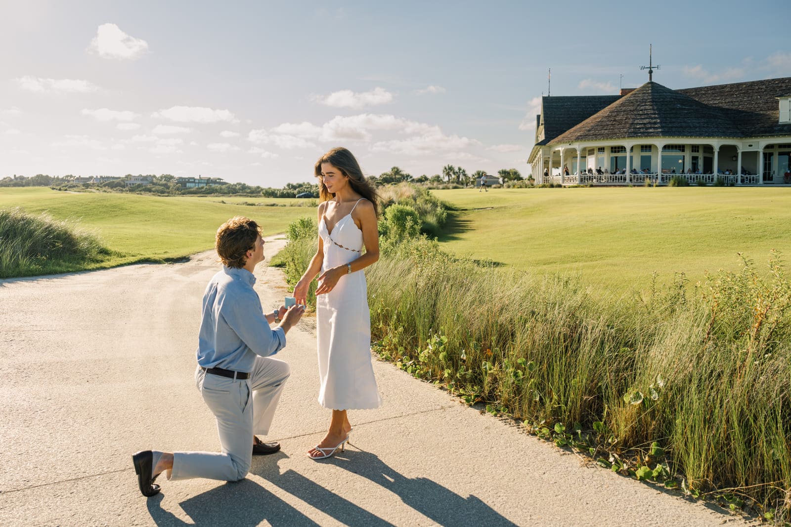 Man popping the question at Kiawah Island