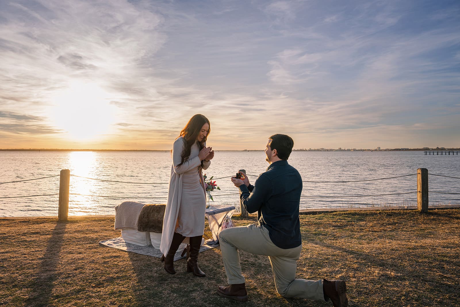 Spectacular sunset proposal at Pitt Street, Charleston